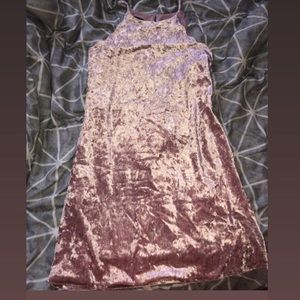 Scalloped Pink Velvet Formal Dress W/ POCKETS